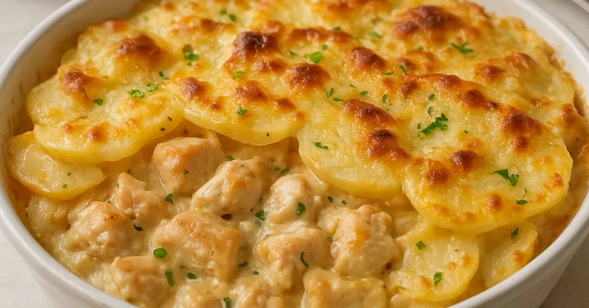 Gratinado de batata com frango