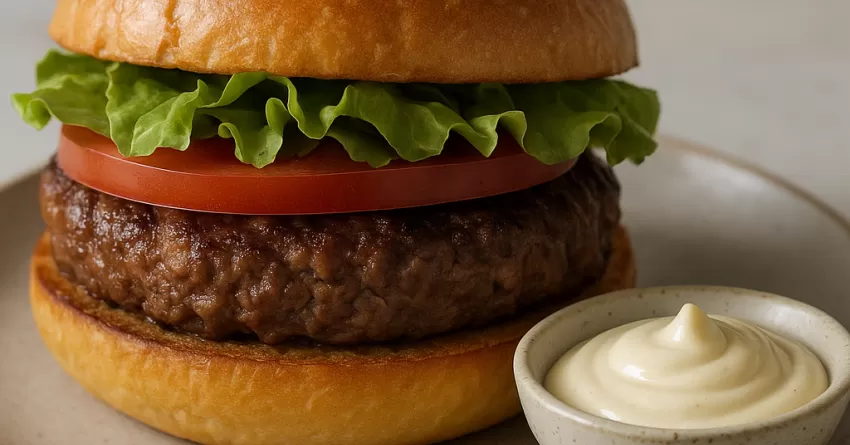 Hambúrguer e maionese caseira