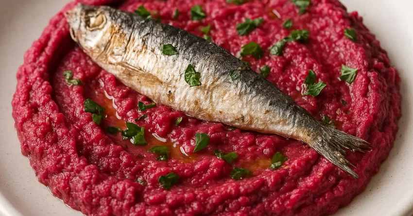 Patê de beterraba com sardinha