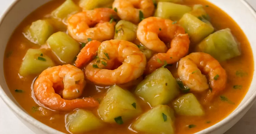 Ensopadinho de camarão com chuchu