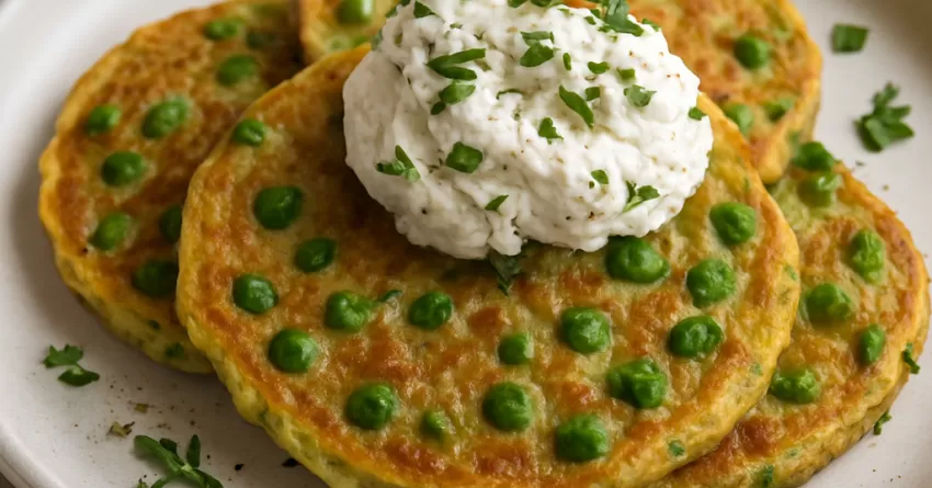 Panquequinha de ervilha com ricota temperada