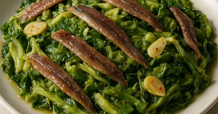 Escarola escabeche com aliche