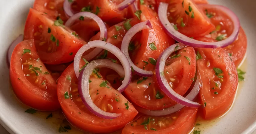 Salada de tomate com cebola roxa
