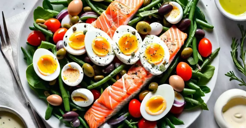 Salada Niçoise com Salmão e Iogurte Grego: Fresca e Nutritiva