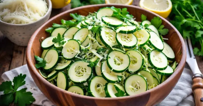 Salada de Abobrinha com Salsinha e Lascas de Parmesão