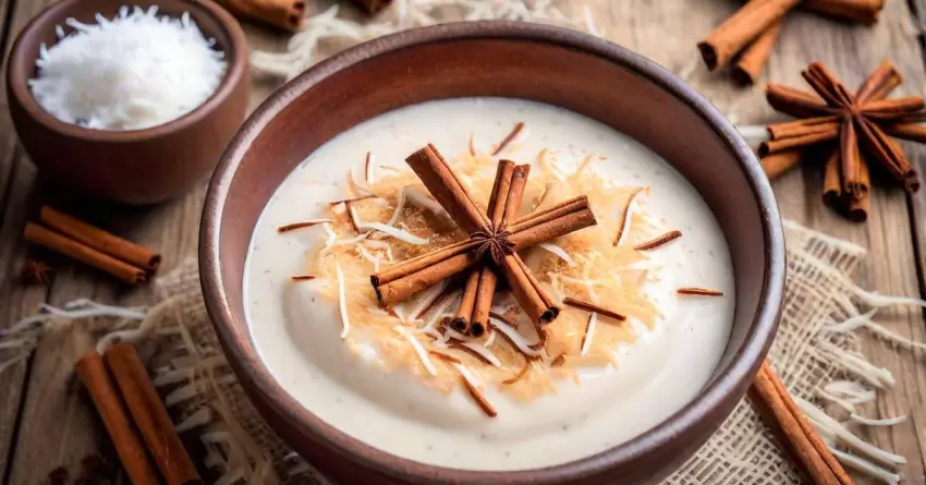 Receita tradicional de canjica cremosa com leite condensado e coco