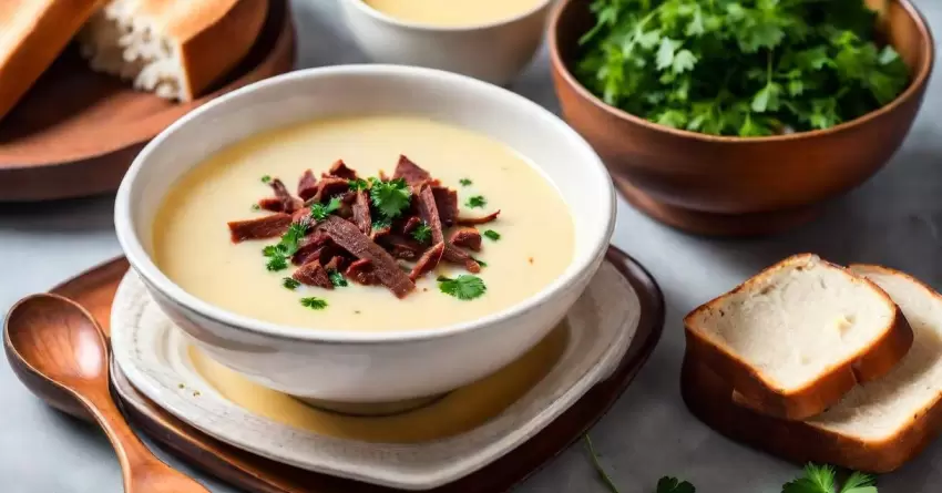 Caldo de mandioquinha com carne seca: receita cremosa e saborosa