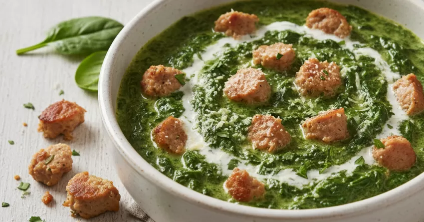 Molho de Espinafre com Linguiça de Peru