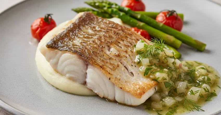 Peixe branco com pele crocante