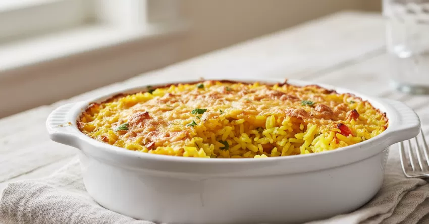 Arroz ao forno com açafrão