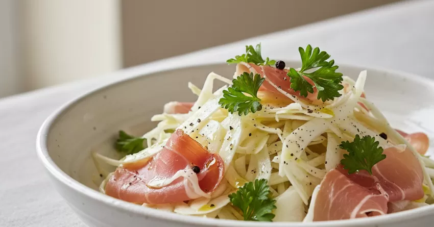 Salada de aipo-rábano e presunto cru