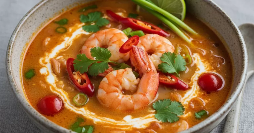 Sopa apimentada de camarão