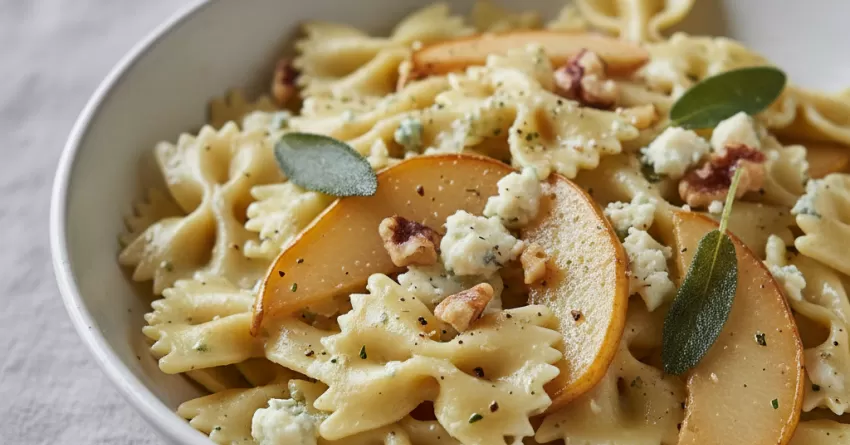 Farfalle com pera e gorgonzola