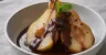 Pera flambada com chocolate